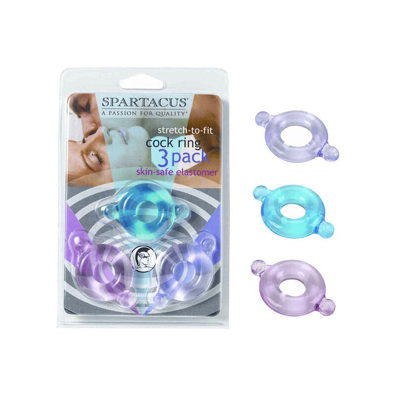 3 Pack Elastomer Ring, Purple, Blue and Pink