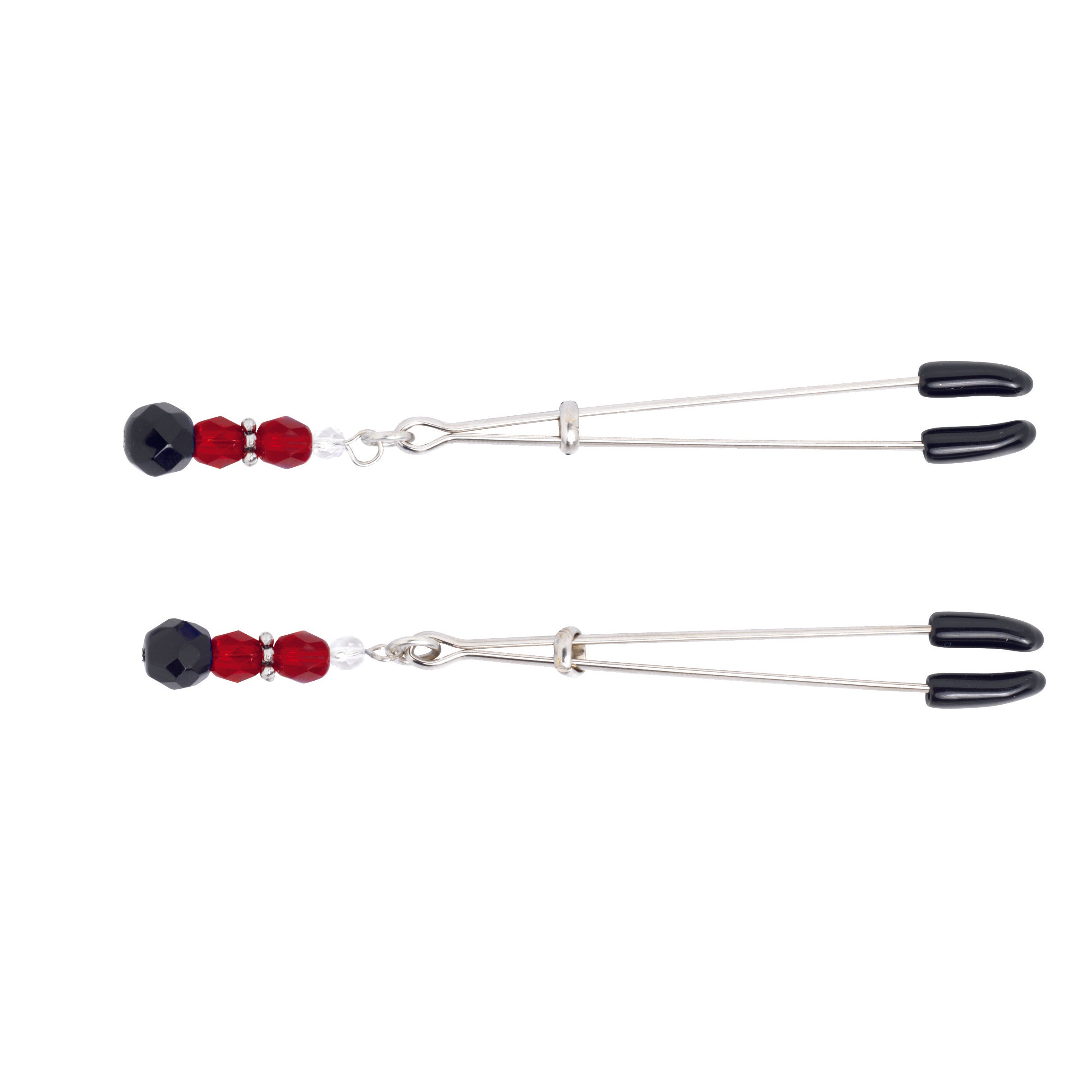 Tweezer Clamp Beaded with Red Glass