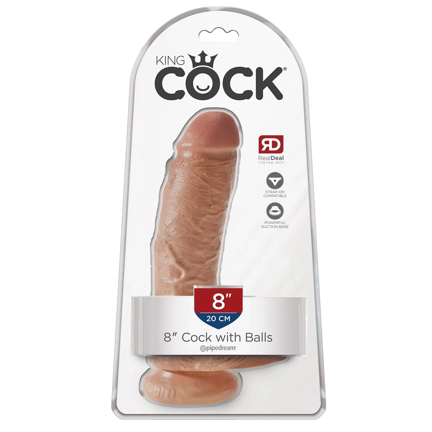 King Cock 8" Cock w/balls Tan