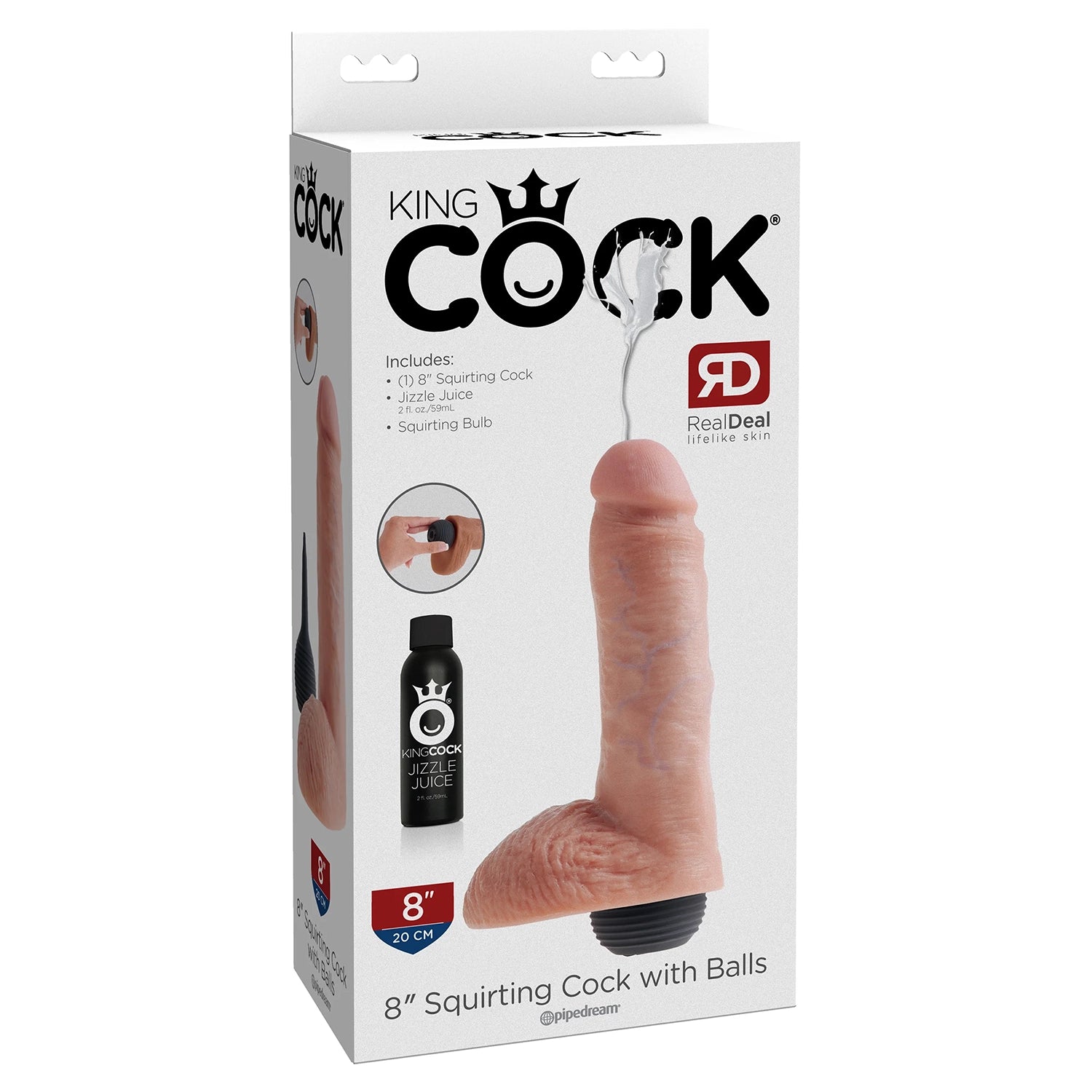 King Cock 8" Squirting Cock with Balls Flesh